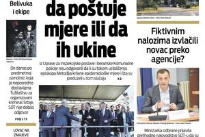 Naslovna strana "Vijesti" za 28. septembar
