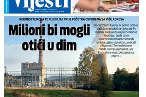 Naslovna strana "Vijesti" za nedjelju 3. oktobar 2021. godine