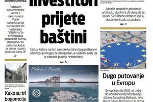 Naslovna strana "Vijesti" za nedjelju 10. oktobar 2021. godine