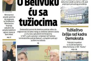 Naslovna strana "Vijesti" za petak 15. oktobar