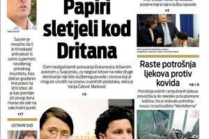 Naslovna strana "Vijesti" za utorak 2. novembar