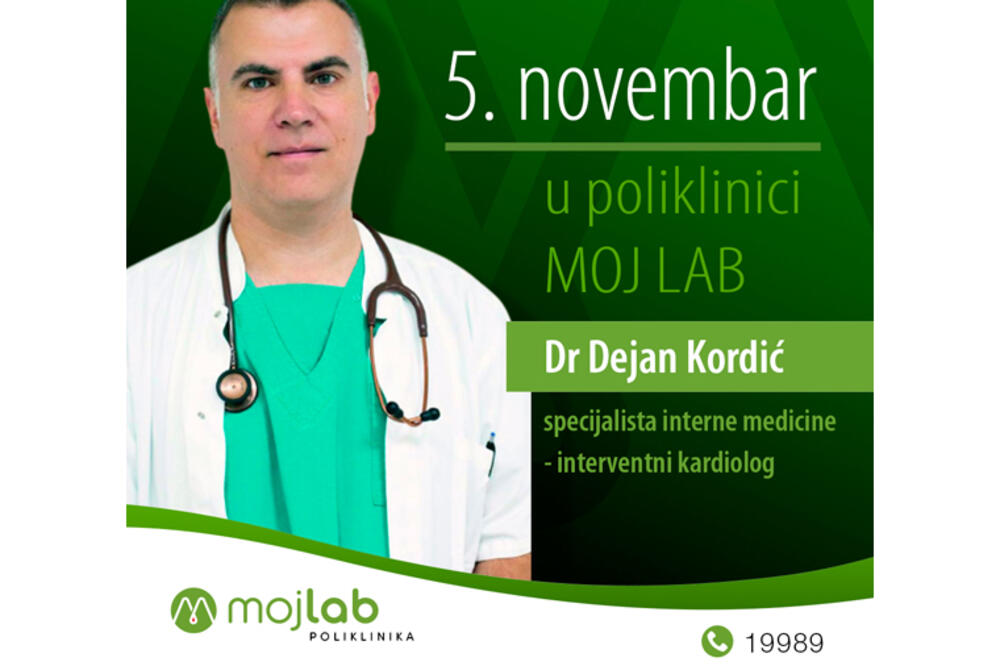 Foto: Dr Dejan Kordić Specijalista interne medicine,  interventni kardiolog u poliklinici Moj Lab