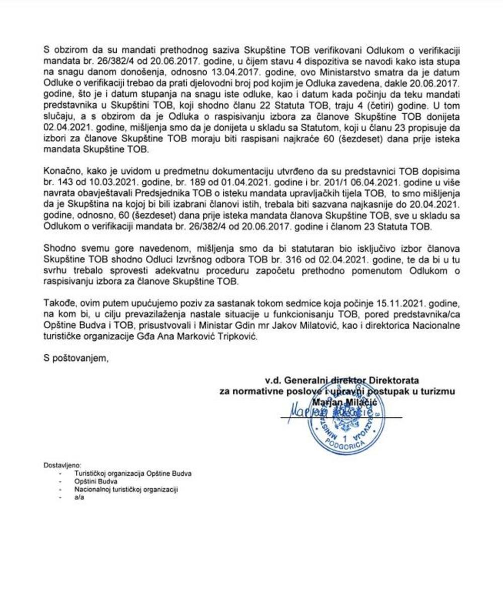 Dopis MER TO Budva