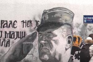 Beograd: Policija čuva mural ratnom zločincu Ratku Mladiću