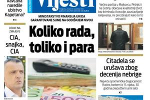 Naslovna strana "Vijesti" za 16. novembar 2021. godine