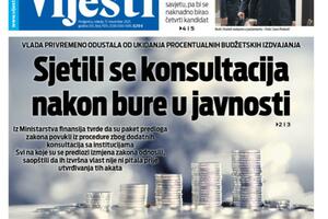 Naslovna strana "Vijesti" za 17. novembar 2021. godine