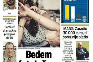 Naslovna strana "Vijesti" za 22. novembar 2021.