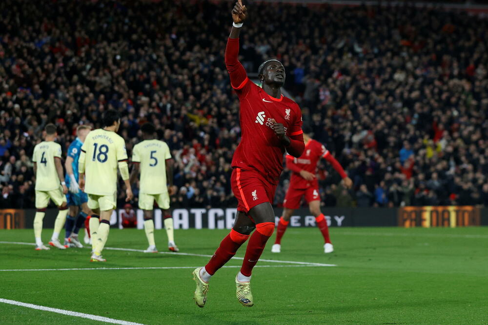 Mane proslavlja gol protiv Arsenala, Foto: Reuters