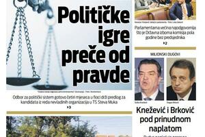 Naslovna strana "Vijesti" za petak 3. decembar