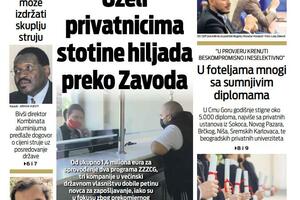 Naslovna strana "Vijesti" za 8. decembar