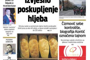 Naslovna strana "Vijesti" za 16. decembar