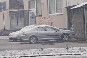 Graffiti with Ratko Mladić's name appeared in Pljevlja; BS: Wartime...