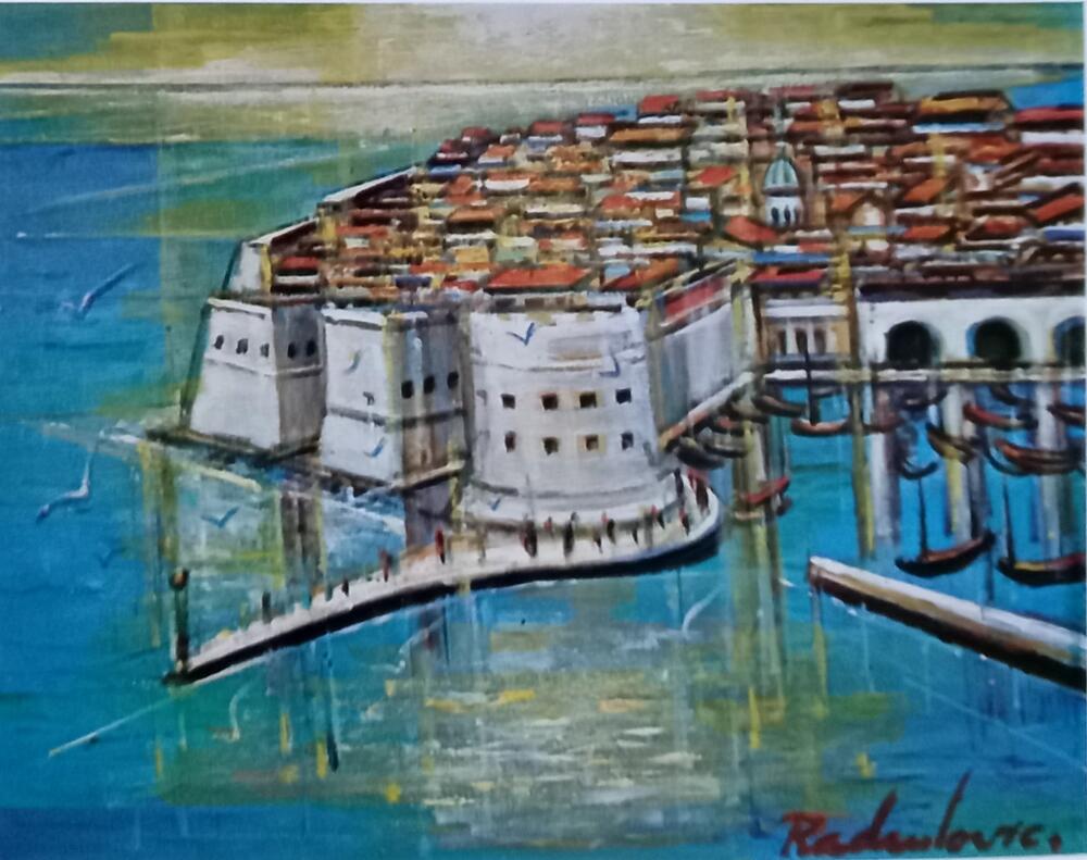 Savo Radulović: Sveti Stefan (ulje na platnu)