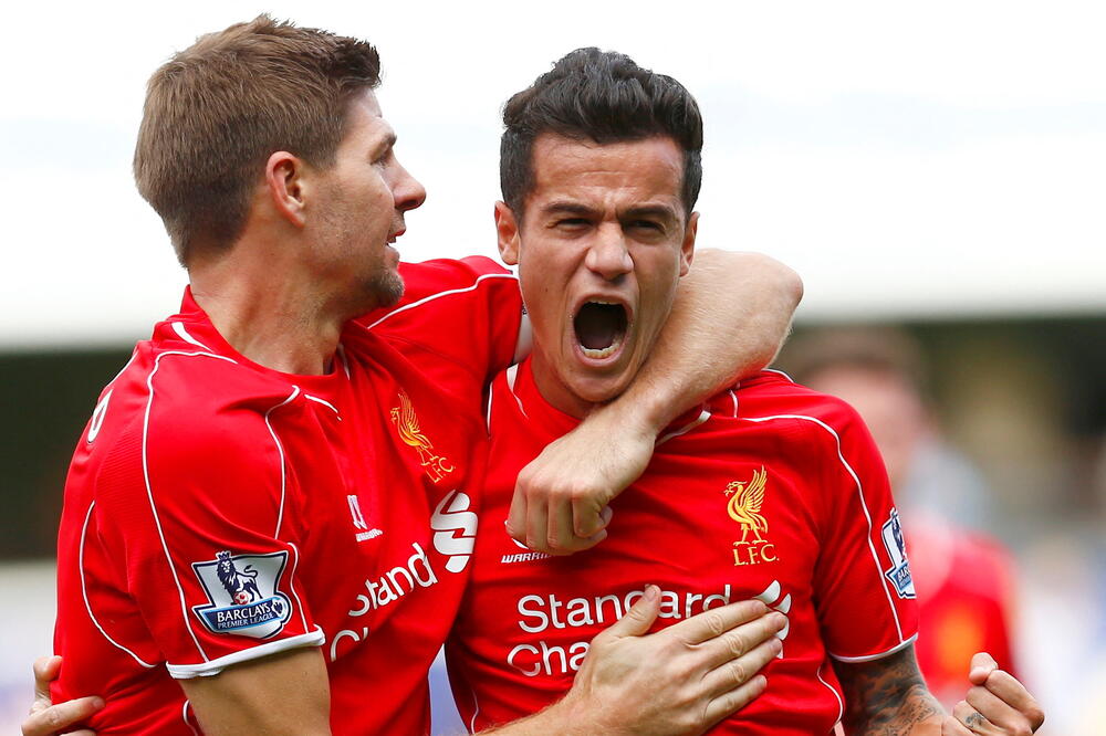 Stiven Džerard i Filipe Kutinjo iz vremena kad su bili saigrači u Liverpulu, Foto: Reuters