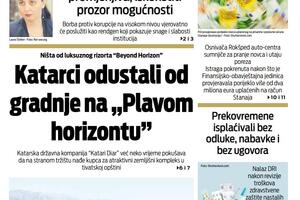 Naslovna strana "Vijesti" za 11. januar 2022.