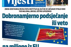 Naslovna strana "Vijesti" za 15. januar 2022.