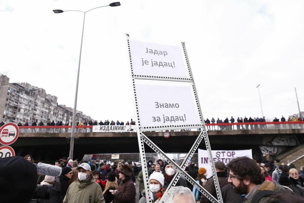 Blokada auto-puta kod Sava centra u Novom Beogradu, Foto: Betaphoto