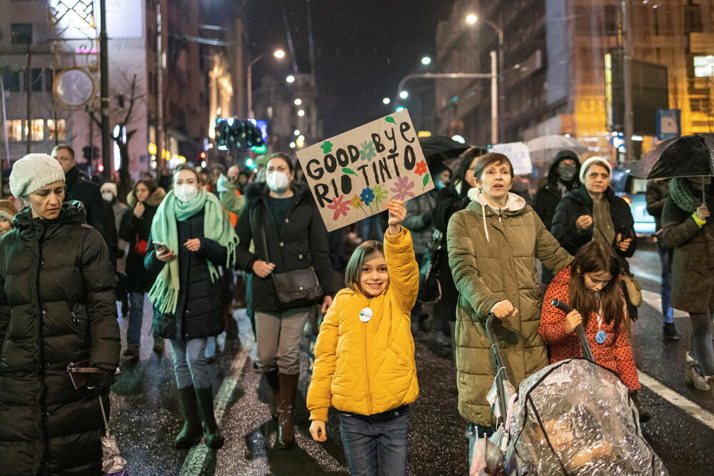 Sa protesta u Beogradu protiv planova kompanije Rio Tinto, Foto: MARKO DJURICA