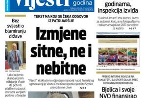 Naslovna strana "Vijesti" za 27. januar 2022.