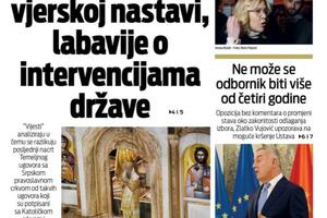 Naslovna strana "Vijesti" za 28. januar 2022.