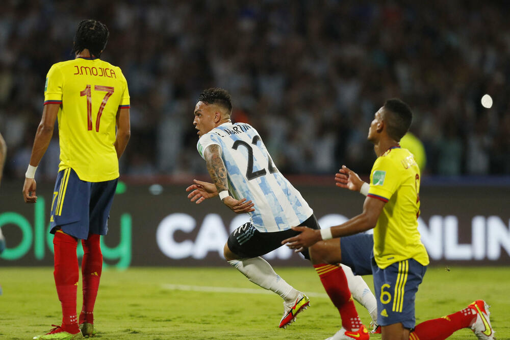 Lautaro Martines slavi gol protiv Kolumbije, Foto: Reuters