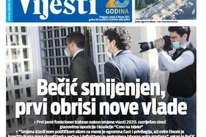 Naslovna strana "Vijesti" za 8. februar 2022.