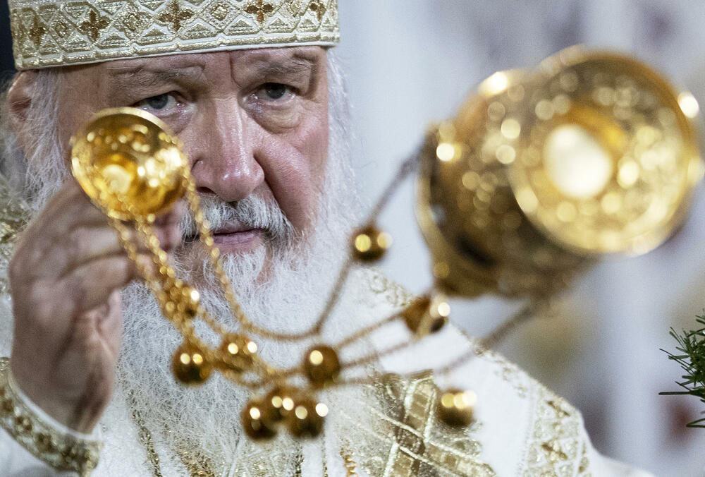 Ruski patrijarh Kiril održava božićnu liturgiju u Moskvi 2019. 
