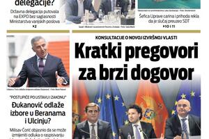 Naslovna strana "Vijesti" za 9. februar 2022.