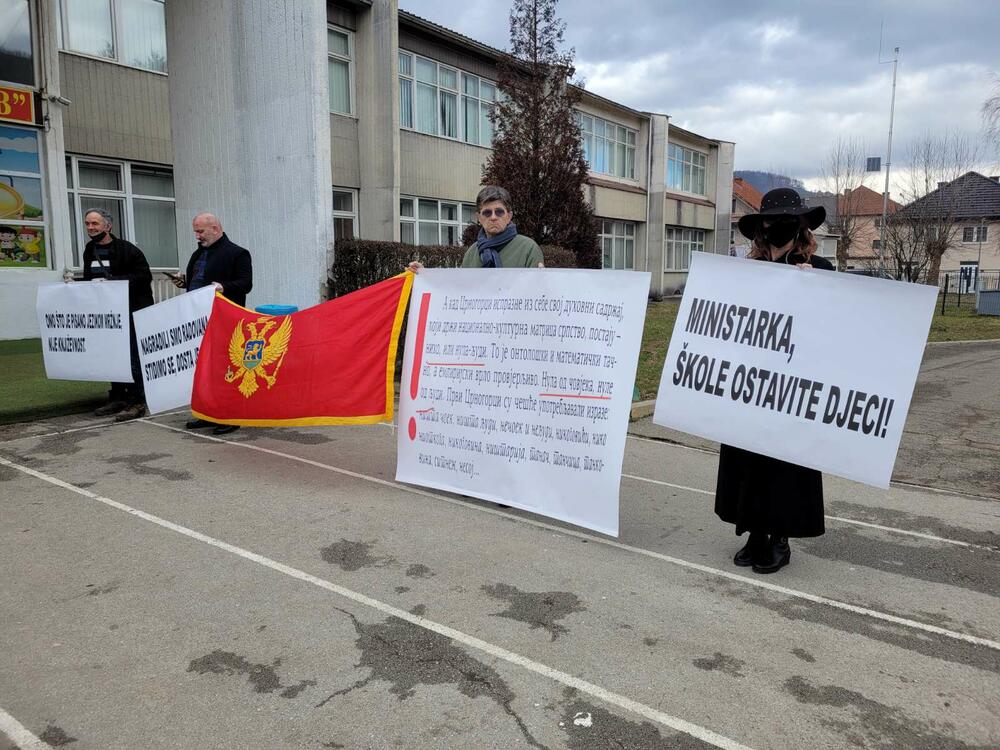 <p>Ispred Ministarstva prosvjete nagradu Mićoviću je uručio direktor Direktorata za podsticanje i razvoj kulturno-umjetničkog stvaralaštva Andrija Radulović</p>