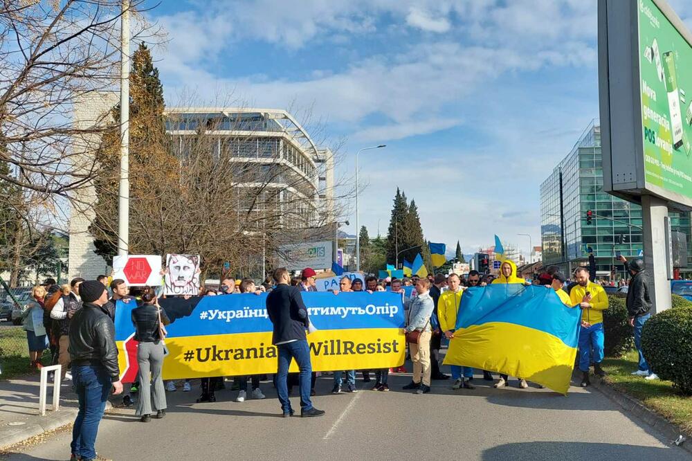 Sa jednog od protesta podrške Ukrajini u Podgorici, Foto: Blažo Hajduković