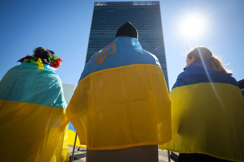 Protest u Njujorku zbog napada na Ukrajinu, Foto: Reuters
