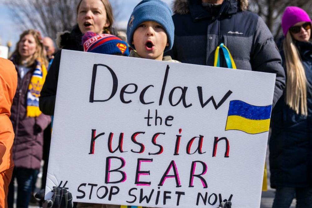 Sa jednog od protesta protiv ruske invazije na Ukrajinu, Foto: Getty Images