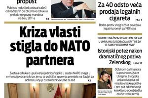 Naslovna strana "Vijesti" za 3. mart 2022.