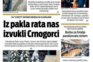 Naslovna strana "Vijesti" za 4. mart 2022.