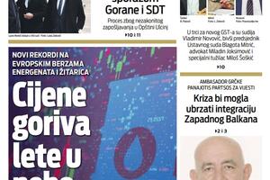 Naslovna strana "Vijesti" za 8. mart 2022.