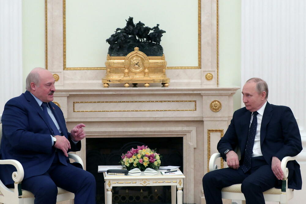 Predjednik Bjelorusije Aleksandar Lukašenko danas tokom razgovora sa ruskim kolegom Vladimirom Putinom, Foto: Reuters