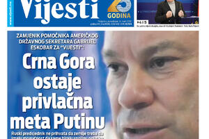 Naslovna strana "Vijesti" za ponedjeljak, 14. mart 2022.