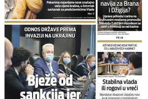 Naslovna strana "Vijesti" za 15. mart 2022.