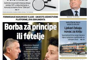 Naslovna strana "Vijesti" za 17. mart 2022.