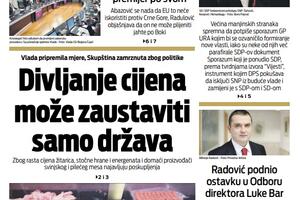 Naslovna strana "Vijesti" za 18. mart 2022.