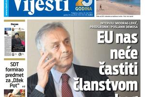Naslovna strana "Vijesti" za 26. mart 2022.