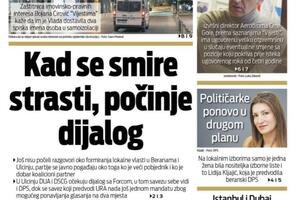 Naslovna strana "Vijesti" za 29. mart 2022.