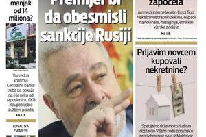 Naslovna strana "Vijesti" za 30. mart 2022.