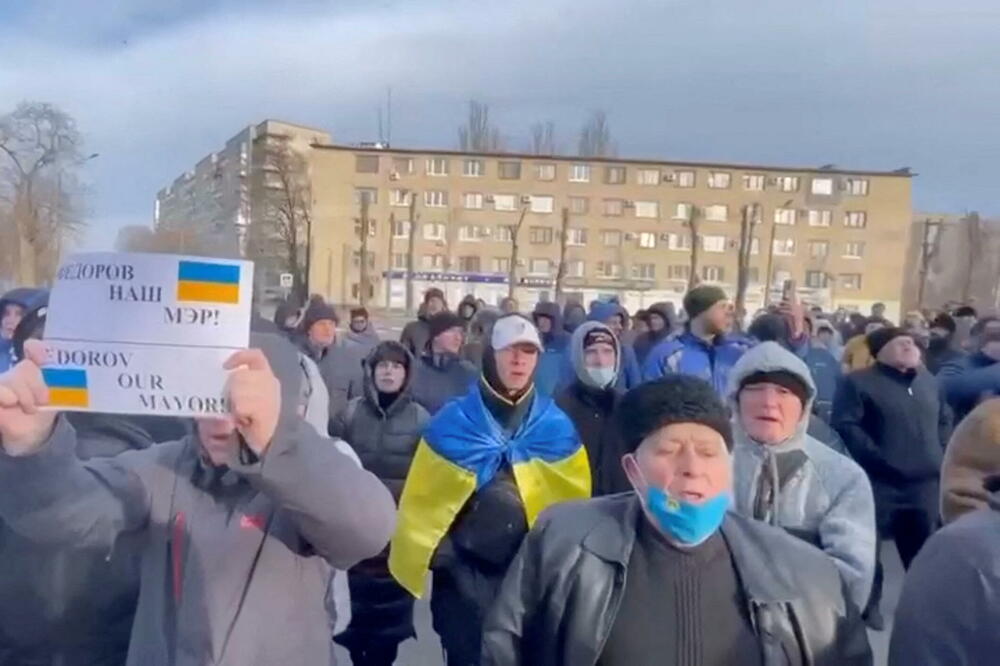 Sa protesta protiv ruske okupacije u Melitopolju, Foto: Reuters