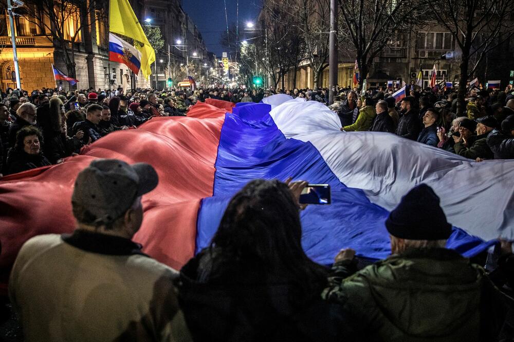 Marš podrške Rusiji u Beogradu,mart 2022., Foto: Reuters