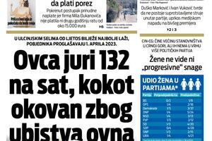 Naslovna strana "Vijesti" za 3. april 2022.