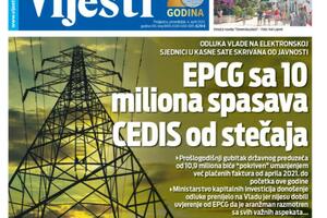 Naslovna strana "Vijesti" za 4. april 2022.