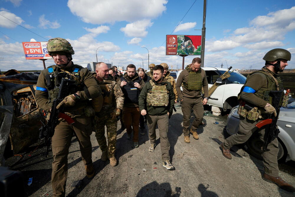 Detalj iz Irpina tokom posjete predsjednika Ukrajine Volodimira Zelenskog, Foto: Reuters
