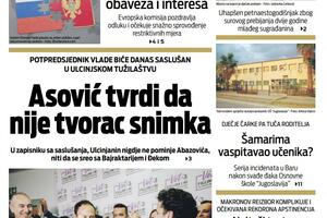 Naslovna strana "Vijesti" za 9. april 2022.