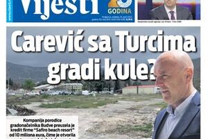 Naslovna strana "Vijesti" za 10. april 2022.